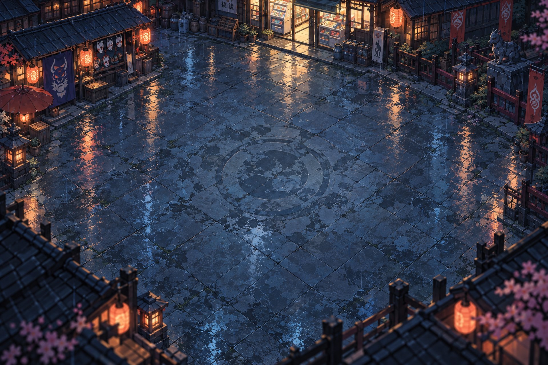 《百鬼夜归》雨夜旧街早期概念图